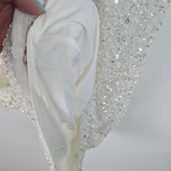 Retrofete Alice Sequin Dress White Sequin Maxi Dress Backless Cross Strap L New - Picture 9 of 12